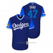 Maglia Baseball Uomo Los Angeles Dodgers Jt Chargois 2018 LLWS Players Weekend Shag Blu