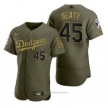 Maglia Baseball Uomo Los Angeles Dodgers Matt Beaty Camouflage Digitale Verde 2021 Salute To Service