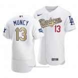 Maglia Baseball Uomo Los Angeles Dodgers Max Muncy 2021 Gold Program Patch Autentico Bianco