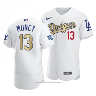 Maglia Baseball Uomo Los Angeles Dodgers Max Muncy 2021 Gold Program Patch Autentico Bianco