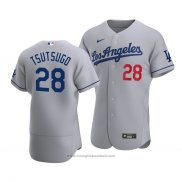 Maglia Baseball Uomo Los Angeles Dodgers Yoshitomo Tsutsugo Autentico Road Grigio