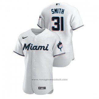 Maglia Baseball Uomo Miami Marlins Caleb Smith Autentico Bianco