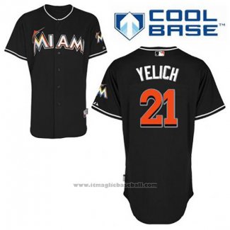 Maglia Baseball Uomo Miami Marlins Christian Yelich 21 Nero Alternato Cool Base