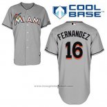 Maglia Baseball Uomo Miami Marlins Jose Fernandez 16 Grigio Cool Base