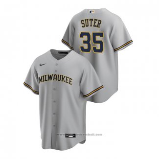 Maglia Baseball Uomo Milwaukee Brewers Brent Suter Replica Road Grigio