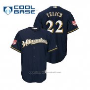 Maglia Baseball Uomo Milwaukee Brewers Christian Yelich Cool Base Allenamento Primaverile 2019 Blu