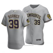 Maglia Baseball Uomo Milwaukee Brewers Corbin Burnes Autentico Road Grigio