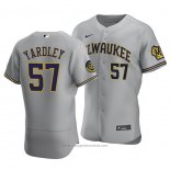 Maglia Baseball Uomo Milwaukee Brewers Eric Yardley Autentico Road Grigio