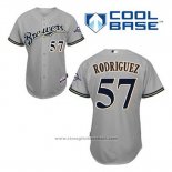 Maglia Baseball Uomo Milwaukee Brewers Francisco Rodriguez 57 Grigio Cool Base