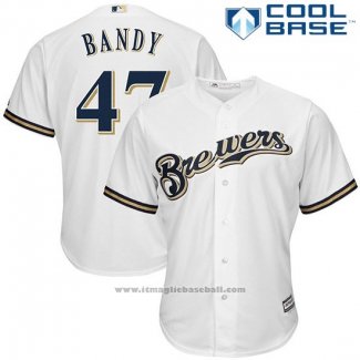 Maglia Baseball Uomo Milwaukee Brewers Jett Bandy Bianco Cool Base