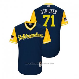 Maglia Baseball Uomo Milwaukee Brewers Josh Hader 2018 LLWS Players Weekend Stricken Blu