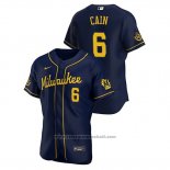 Maglia Baseball Uomo Milwaukee Brewers Lorenzo Cain Autentico 2020 Alternato Blu