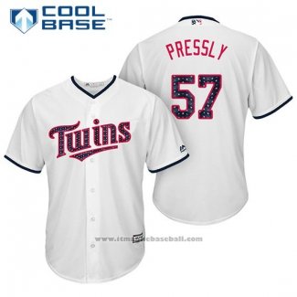 Maglia Baseball Uomo Minnesota Twins 2017 Stelle e Strisce Ryan Pressly Bianco Cool Base