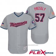 Maglia Baseball Uomo Minnesota Twins 2017 Stelle e Strisce Ryan Pressly Grigio Flex Base