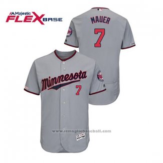 Maglia Baseball Uomo Minnesota Twins Joe Mauer 150 Anniversario Autentico Flex Base Grigio