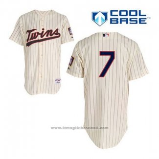 Maglia Baseball Uomo Minnesota Twins Joe Mauer 7 Crema Alternato Cool Base