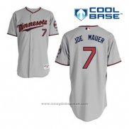 Maglia Baseball Uomo Minnesota Twins Joe Mauer 7 Grigio Cool Base