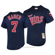 Maglia Baseball Uomo Minnesota Twins Joe Mauer Cooperstown Collection Batting Practice Mesh Blu