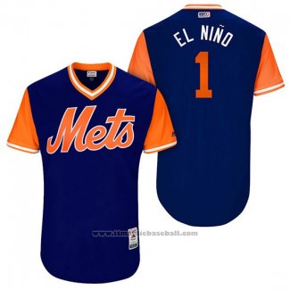 Maglia Baseball Uomo New York Mets 2017 Little League World Series Amed Rosario Blu