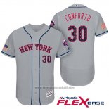 Maglia Baseball Uomo New York Mets 2017 Stelle e Strisce Michael Conforto Grigio Flex Base