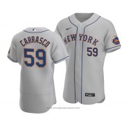 Maglia Baseball Uomo New York Mets Carlos Carrasco Autentico Road Grigio