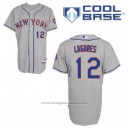 Maglia Baseball Uomo New York Mets Juan Lagares 12 Grigio Cool Base