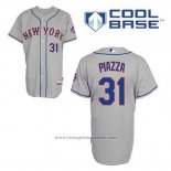 Maglia Baseball Uomo New York Mets Mike Piazza 31 Grigio Cool Base