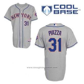 Maglia Baseball Uomo New York Mets Mike Piazza 31 Grigio Cool Base