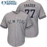 Maglia Baseball Uomo New York Yankees 2017 Postseason Clint Frazier Grigio Cool Base