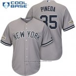 Maglia Baseball Uomo New York Yankees 2017 Postseason Michael Pineda Grigio Cool Base