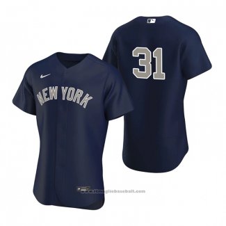 Maglia Baseball Uomo New York Yankees Aaron Hicks Autentico 2020 Alternato Blu