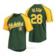 Maglia Baseball Uomo Oakland Athletics Matt Olson Replica Button Down Raglan Verde