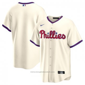 Maglia Baseball Uomo Philadelphia Phillies Alternato Replica Crema