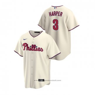 Maglia Baseball Uomo Philadelphia Phillies Bryce Harper Replica Alternato Crema