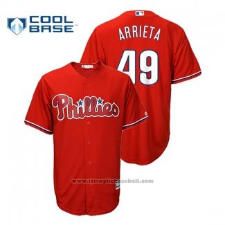 Maglia Baseball Uomo Philadelphia Phillies Jake Arrieta Cool Base Fashion Rosso