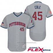 Maglia Baseball Uomo Pittsburgh Pirates 2017 Stelle e Strisce Gerrit Cole Grigio Flex Base