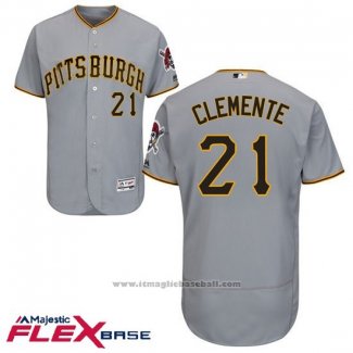 Maglia Baseball Uomo Pittsburgh Pirates Roberto Clemente Autentico Collection Flex Base Grigio