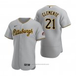 Maglia Baseball Uomo Pittsburgh Pirates Roberto Clemente Autentico Road Grigio