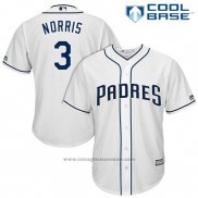 Maglia Baseball Uomo San Diego Padres 3 Derek Norris Bianco 2017 Cool Base