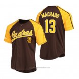 Maglia Baseball Uomo San Diego Padres Manny Machado Replica Button Down Raglan Marrone