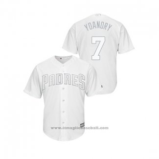 Maglia Baseball Uomo San Diego Padres Manuel Margot 2019 Players Weekend Replica Bianco