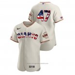 Maglia Baseball Uomo San Francisco Giants Johnny Cueto 2020 Stars & Stripes 4th of July Crema