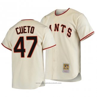 Maglia Baseball Uomo San Francisco Giants Johnny Cueto Autentico Cooperstown Collection Primera 1954 Crema