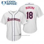 Maglia Baseball Uomo Seattle Mariners 2017 Stelle e Strisce Hisashi Iwakuma Bianco Cool Base