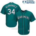 Maglia Baseball Uomo Seattle Mariners 34 Felix Hernandez Verde Alternato Cool Base