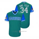 Maglia Baseball Uomo Seattle Mariners Felix Hernandez 2018 LLWS Players Weekend King Felix Verde