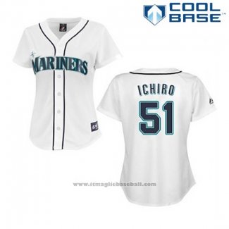 Maglia Baseball Uomo Seattle Mariners Ichiro Suzuki 51 Bianco Cool Base