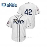 Maglia Baseball Uomo Tampa Bay Rays 2019 Jackie Robinson Day Cool Base Bianco