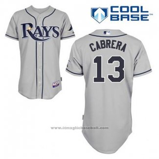 Maglia Baseball Uomo Tampa Bay Rays Asdrubal Cabrera 13 Grigio Cool Base