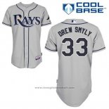 Maglia Baseball Uomo Tampa Bay Rays Drew Smyly 33 Grigio Cool Base